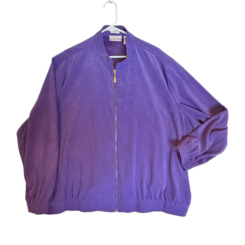 Draper's & Damon's Zip Up Jacket Women 3X Purple Faux Suede Bomber